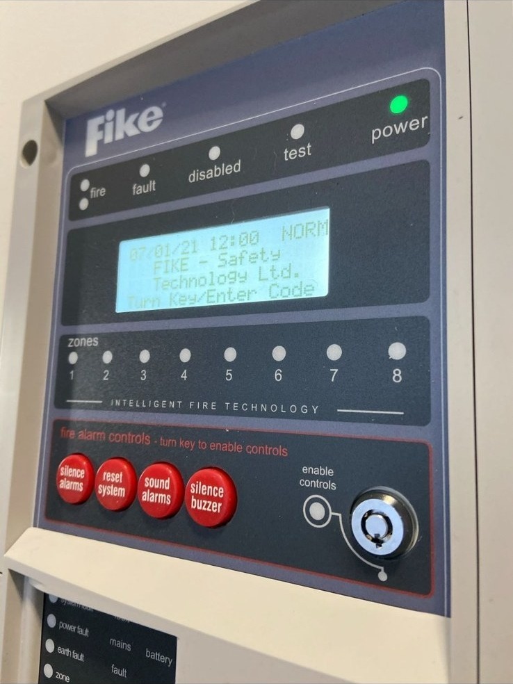 Fike intelligent fire alarm control panel installed and commissioned by AS Fire Services Ltd.